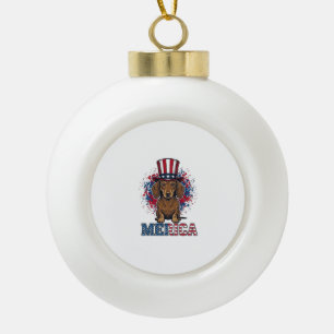 Patriottische Dachshund Amerika Vintage Hond Shirt Keramische Bal Ornament