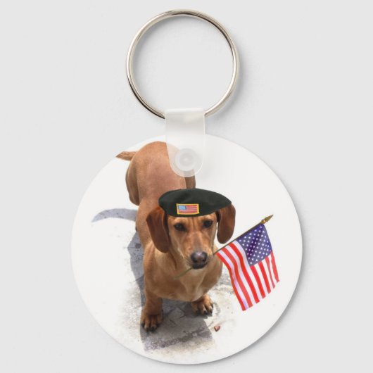 Patriottische dachshund-sleutelhanger sleutelhanger (Voorkant)