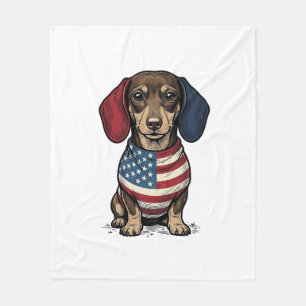 Patriottische Dachshund Vintage Gravure Vector Ont Fleece Deken