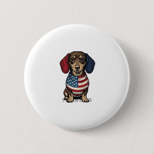 Patriottische Dachshund Vintage Gravure Vector Ont Ronde Button 5,7 Cm