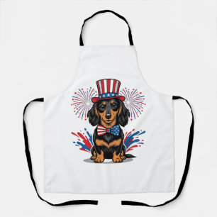 Patriottische Dachshund-Vuurwerk Vintage Vector Ku Schort