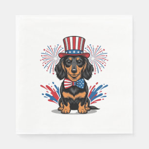 Patriottische Dachshund-Vuurwerk Vintage Vector Ku Servet