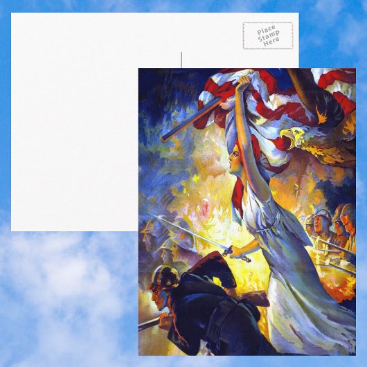  patriottische dame liberty American Flag Eagle Briefkaart