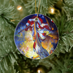  patriottische dame liberty American Flag Eagle Keramisch Ornament