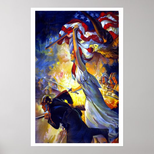  patriottische dame liberty American Flag Eagle Poster (Voorkant)