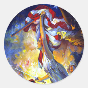 patriottische dame liberty American Flag Eagle Ronde Sticker