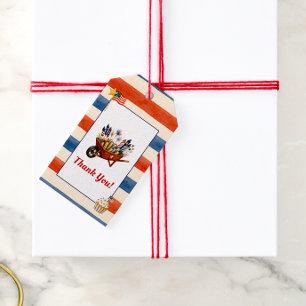 Patriottische Dank Je Wel Vuurwerk Cupcake Aquarel Cadeaulabel