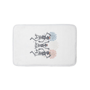 Patriottische Dansende Skelet Vuurwerk Vintage T-s Badmat