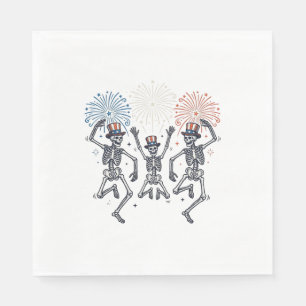 Patriottische Dansende Skelet Vuurwerk Vintage T-s Servet