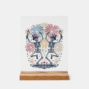 Patriottische Dansende Skeletten Vuurwerk 4 juli Acryl Bord