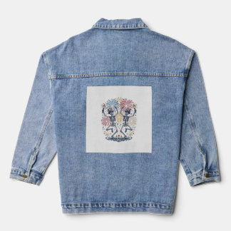 Patriottische Dansende Skeletten Vuurwerk 4 juli  Denim Jacket