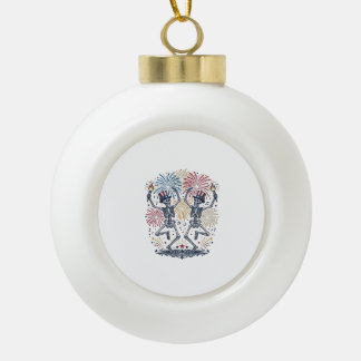 Patriottische Dansende Skeletten Vuurwerk 4 juli  Keramische Bal Ornament