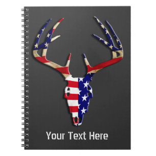 Patriottische deer Hunting skull Notitieboek