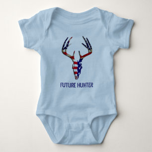 Patriottische deer Hunting skull Romper