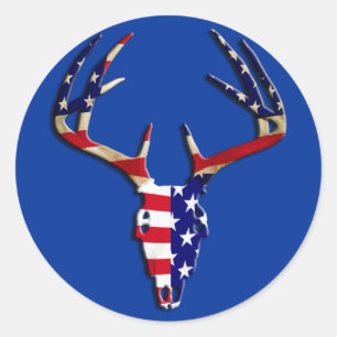 Patriottische deer Hunting skull Ronde Sticker
