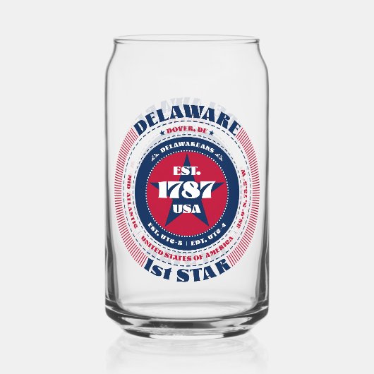 Patriottische Delaware Typography Ontwerp Drinkwar Blikvorm Glas (Voorkant)