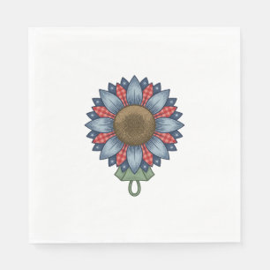 Patriottische Denim Zonnebloem Ornament Vintage Servet
