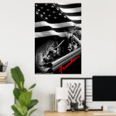 Patriottische Design - "Amerikaanse Freedom Motorc Poster (Thuiskantoor)