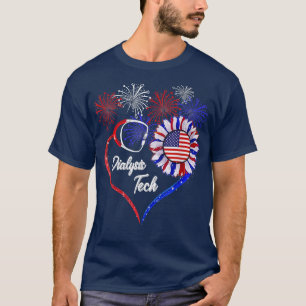Patriottische dialyse Tech American Flag Sunflower T-shirt