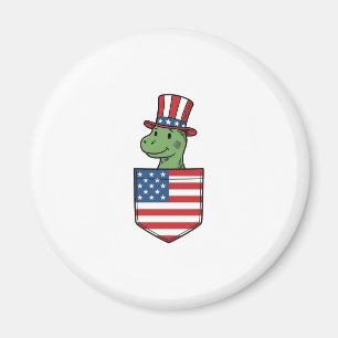 Patriottische Dinosaur Pocket Vintage Shirt Ontwer Magneet