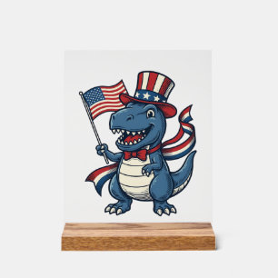 Patriottische Dinosaur Vintage Vector T-shirt Ontw Acryl Bord