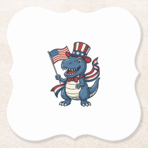 Patriottische Dinosaur Vintage Vector T-shirt Ontw Kartonnen Onderzetters