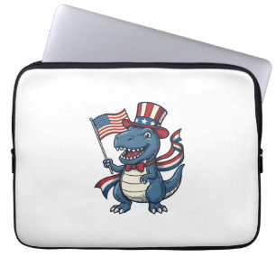 Patriottische Dinosaur Vintage Vector T-shirt Ontw Laptop Sleeve
