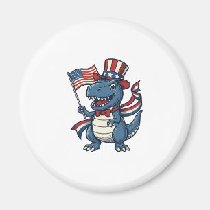 Patriottische Dinosaur Vintage Vector T-shirt Ontw Magneet