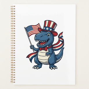 Patriottische Dinosaur Vintage Vector T-shirt Ontw Planner