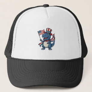 Patriottische Dinosaur Vintage Vector T-shirt Ontw Trucker Pet
