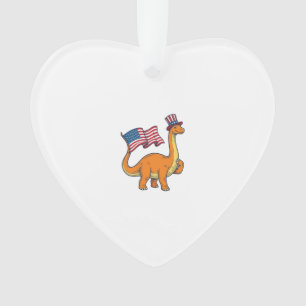 Patriottische Dinosaurus Vlag Vintage Gravure Shir Ornament
