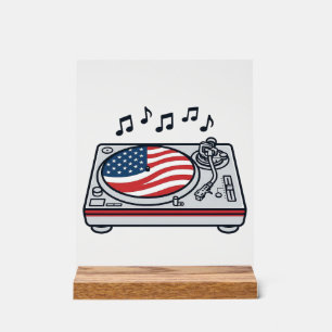 Patriottische DJ-draaitafel muziek vintage shirt o Acryl Bord