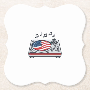 Patriottische DJ-draaitafel muziek vintage shirt o Kartonnen Onderzetters