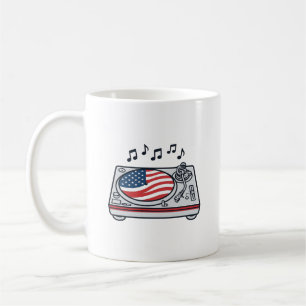 Patriottische DJ-draaitafel muziek vintage shirt o Koffiemok