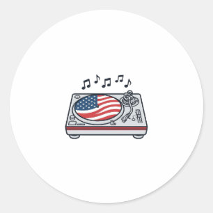 Patriottische DJ-draaitafel muziek vintage shirt o Ronde Sticker