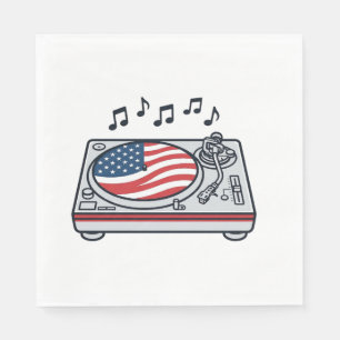 Patriottische DJ-draaitafel muziek vintage shirt o Servet