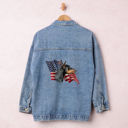 Patriottische Doberman Pinscher Denim Jacket (Hangar)