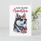 Patriottische Dog-Husky 4 juli Kaart (Staand voorkant)