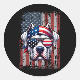 Patriottische Dogo Argentino Hondenliefhebber Amer Ronde Sticker
