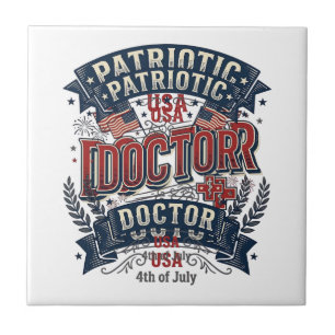 Patriottische dokter 4 juli vintage shirt ontwerp_ tegeltje