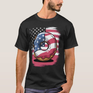 Patriottische donut met kleuren van de Amerikaanse T-shirt