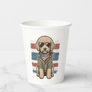 Patriottische Doodle Hond Vintage Gravure Shirt On Papieren Bekers