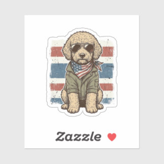 Patriottische Doodle Hond Vintage Gravure Shirt On Sticker