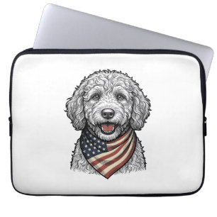 Patriottische Doodle Hond Vintage Gravure Vector O Laptop Sleeve