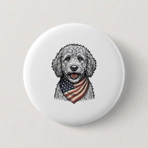 Patriottische Doodle Hond Vintage Gravure Vector O Ronde Button 5,7 Cm