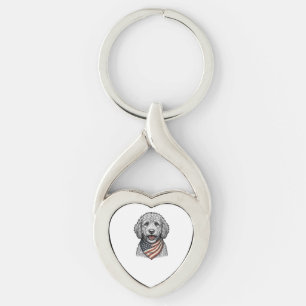 Patriottische Doodle Hond Vintage Gravure Vector O Sleutelhanger