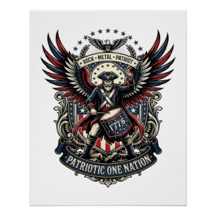 Patriottische Drummer Van Liberty Muziek Rock Meta Perfect Poster