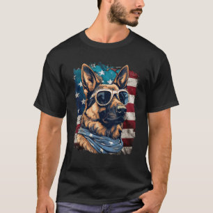 patriottische duitse herder - amerikaanse vlag 4e t-shirt