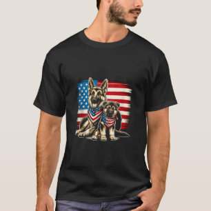 Patriottische Duitse Herder Puppy AMERIKAANSE VLAG T-shirt