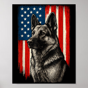 Patriottische Duitse Herdershond Amerikaanse Vlag Poster